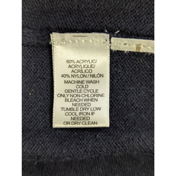 LOFT! DEEPEST NAVY BLUE LIGHTWEIGHT SWEATER, "L'AMOUR" KNIT GRAPHIC- CREAM! SZ M - Picture 7 of 8